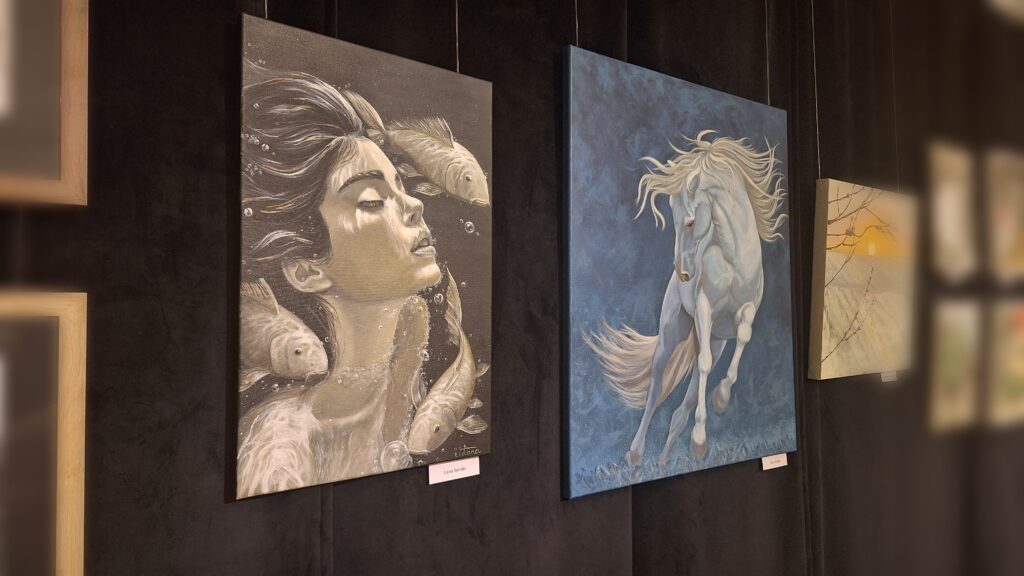 The artist's Lana Vender paintings at the exhibition